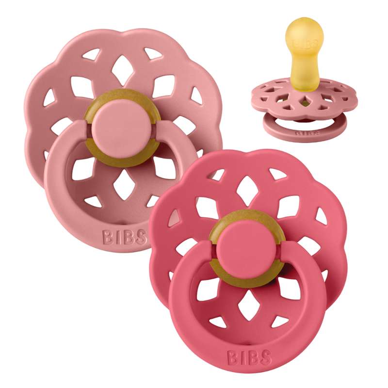 BIBS Boheme Pacifier - 2-Pack - Size 2 - Natural rubber - Dusty Pink/Coral