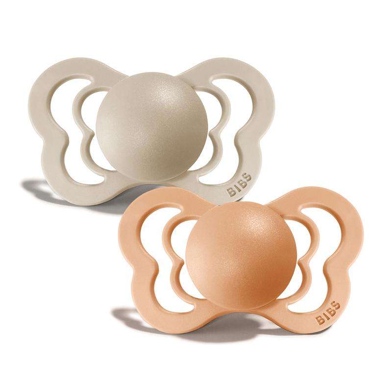 BIBS Couture Pacifier - 2-Pack - Size 1 - Silicone - Vanilla/Peach