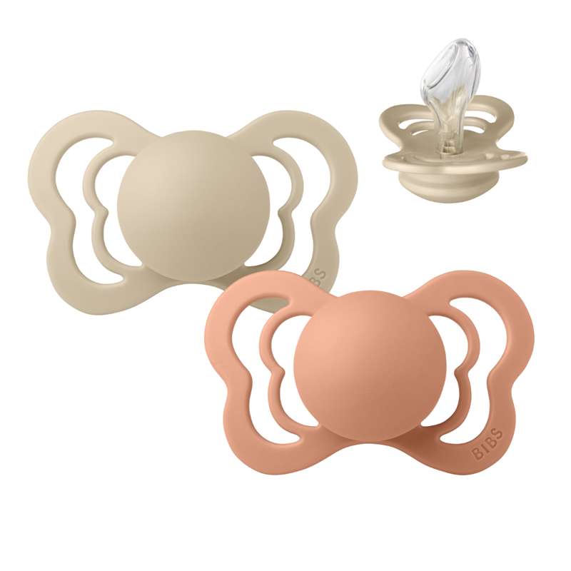 BIBS Couture Pacifier - 2-Pack - Size 2 - Silicone (Vanilla/Peach)
