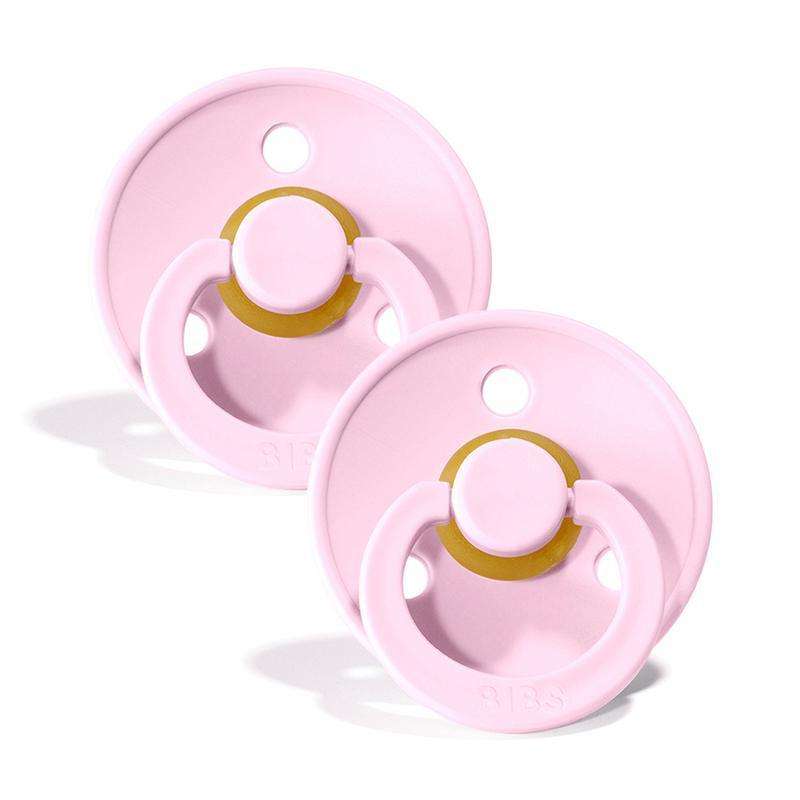 BIBS Round Colour Pacifier - 2-Pack - Size 1 - Natural rubber - Baby Pink/Baby Pink
