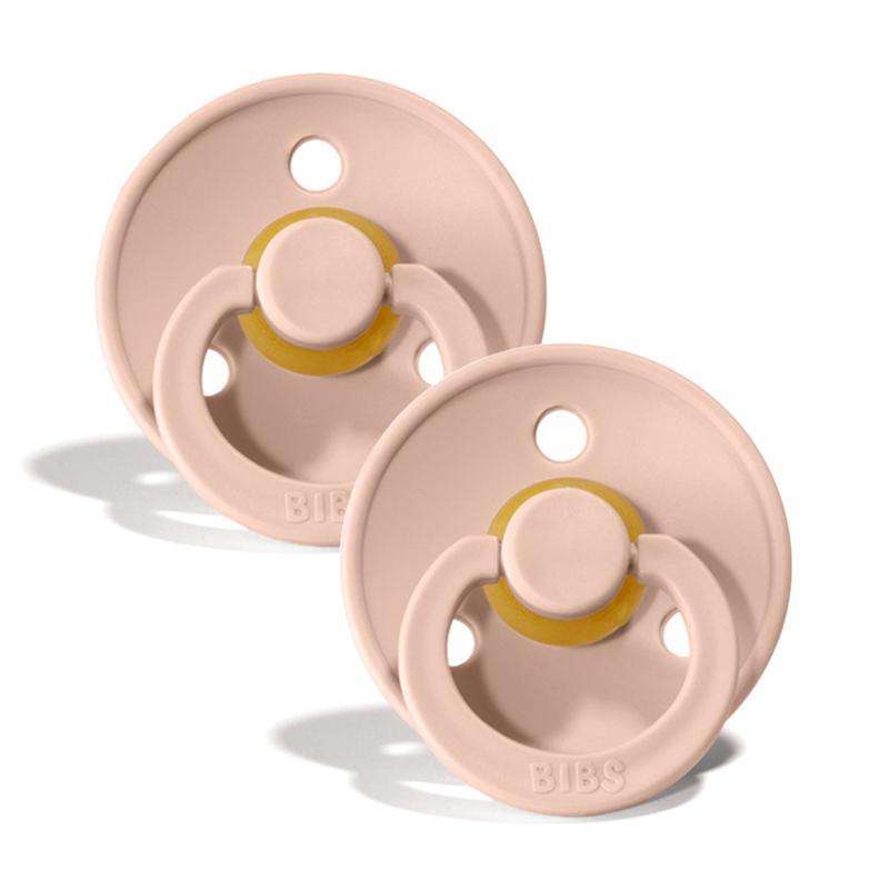 BIBS Round Colour Pacifier - 2-Pack - Size 1 - Natural rubber - Blush/Blush