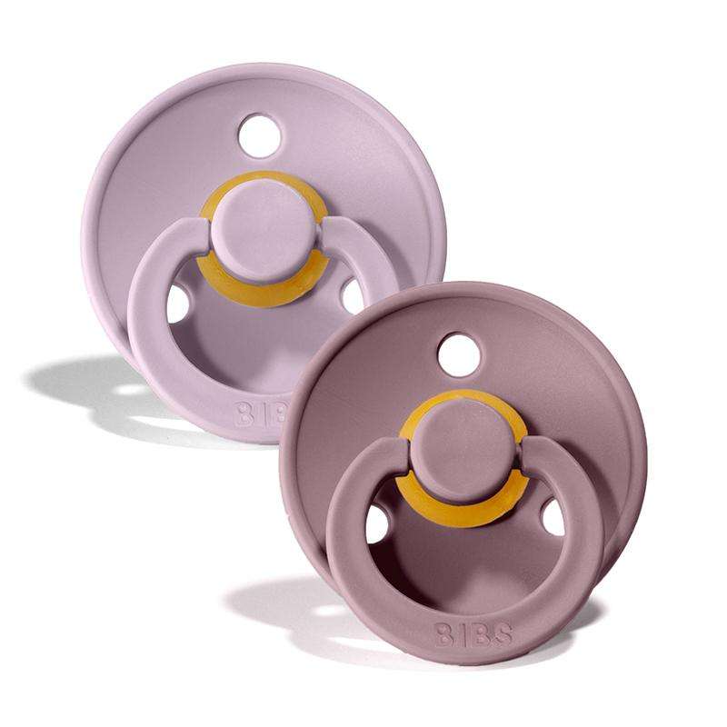 BIBS Round Colour Pacifier - 2-Pack - Size 1 - Natural rubber - Dusky Lilac/Heather