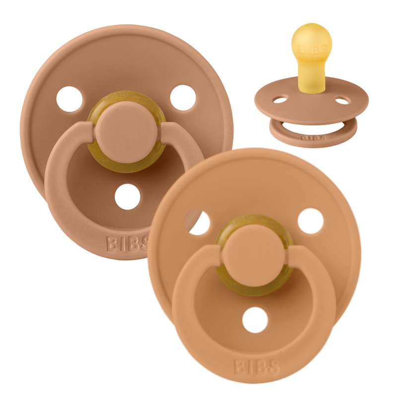 BIBS Round Colour Pacifier - 2-Pack - Size 1 - Natural rubber - Earth/Pumpkin