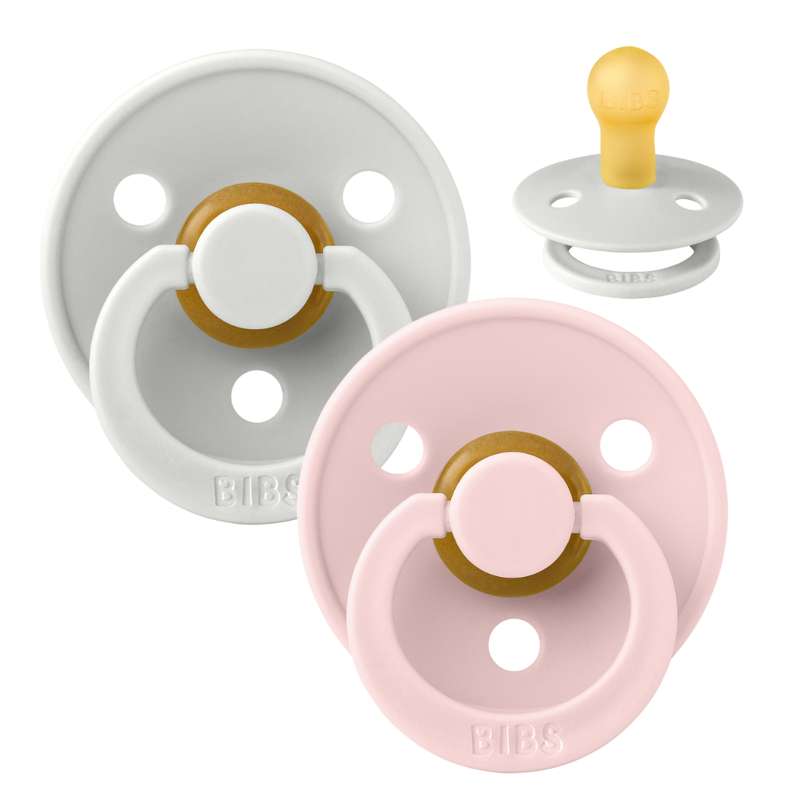 BIBS Round Colour Pacifier - 2-Pack - Size 1 - Natural rubber - Haze/Blossom