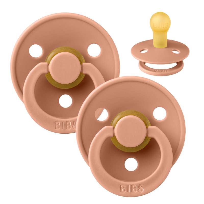 BIBS Round Colour Pacifier - 2-Pack - Size 1 - Natural rubber - Peach/Peach