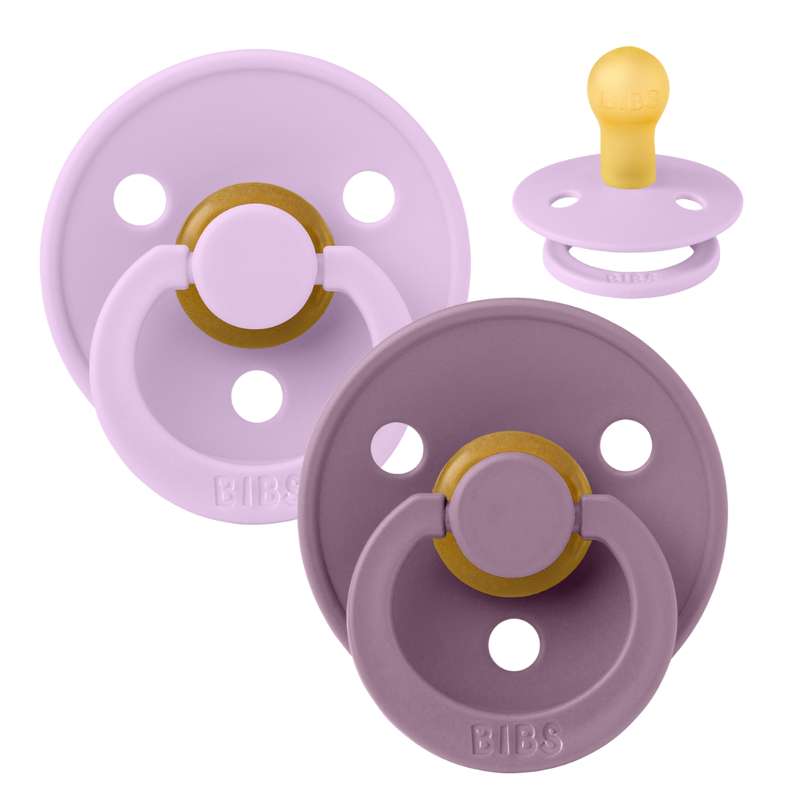 BIBS Round Colour Pacifier - 2-Pack - Size 1 - Natural rubber - Violet Sky/Mauve