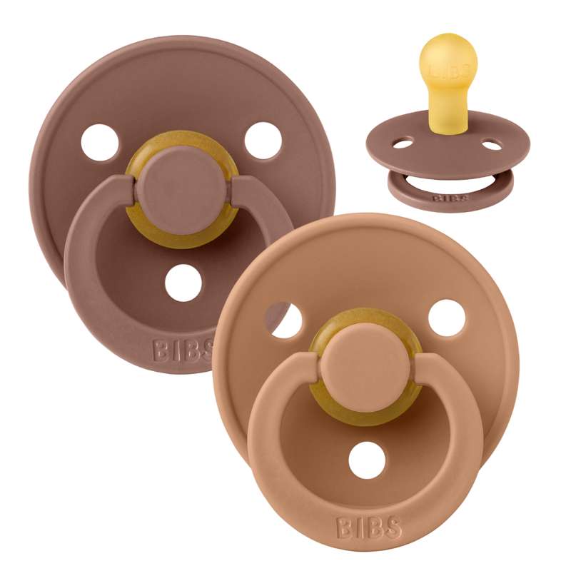 BIBS Round Colour Pacifier - 2-Pack - Size 1 - Natural rubber - Woodchuck/Earth