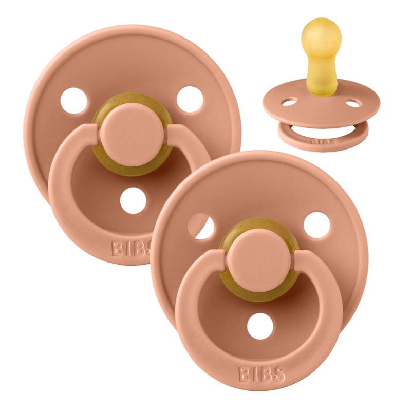 BIBS Round Colour Pacifier - 2-Pack - Size 2 - Natural rubber - Peach/Peach