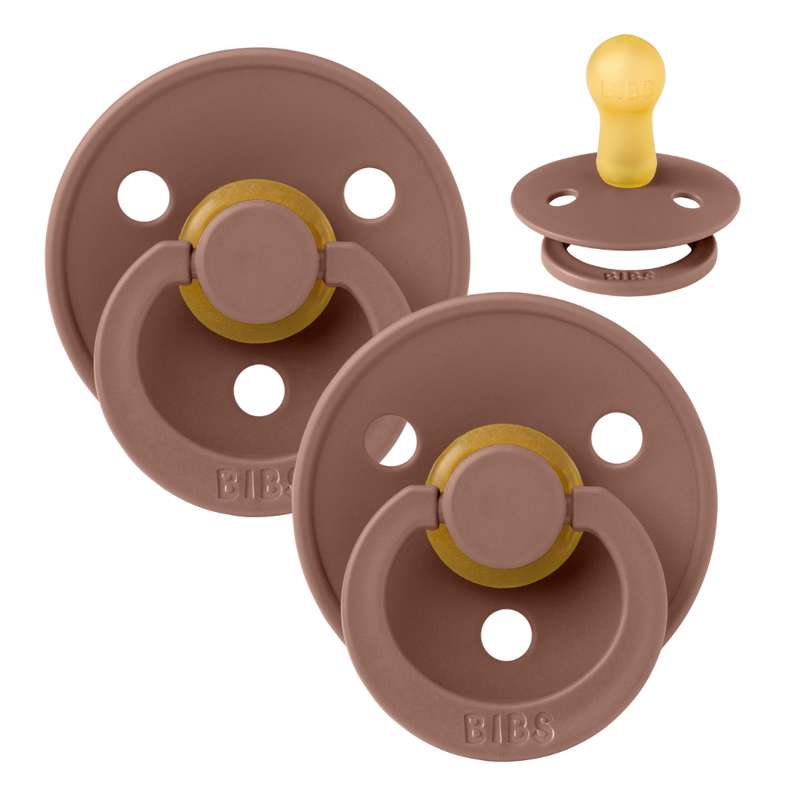 BIBS Round Colour Pacifier - 2-Pack - Size 2 - Natural rubber - Woodchuck/Woodchuck