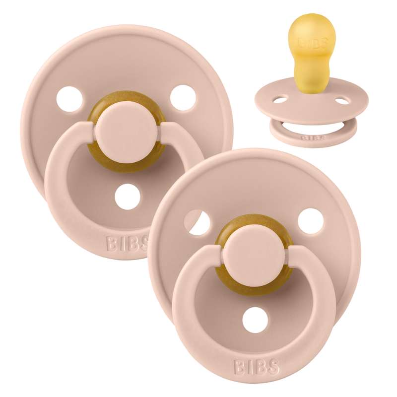 BIBS Round Colour Pacifier - 2-Pack - Size 3 - Natural rubber - Blush/Blush