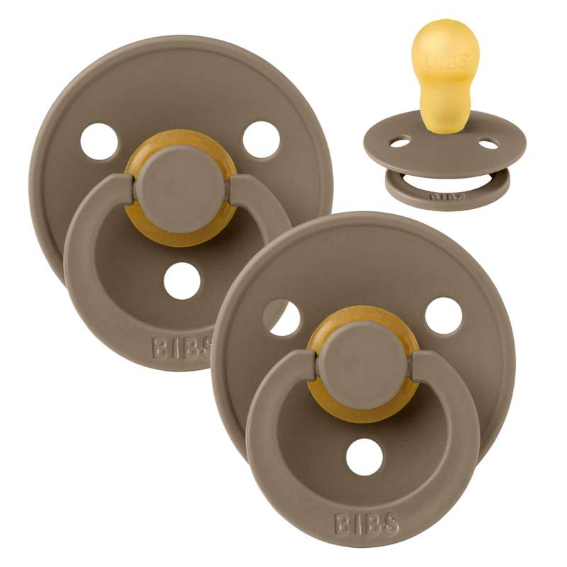 BIBS Round Colour Pacifier - 2-Pack - Size 3 - Natural rubber - Dark Oak/Dark Oak