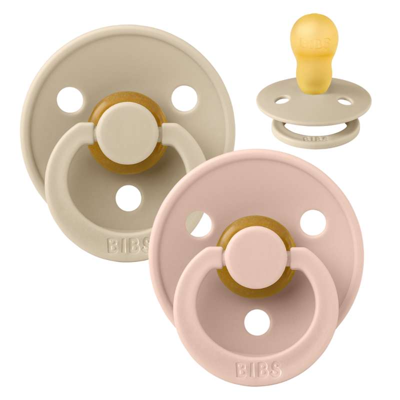 BIBS Round Colour Pacifier - 2-Pack - Size 3 - Natural rubber - Vanilla/Blush