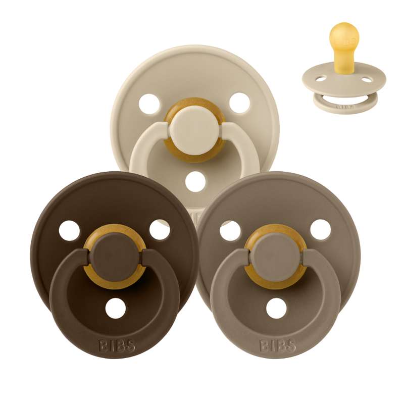 BIBS Round Colour Pacifier - Bundle - 3 pcs. - Size 1 - 50 Shades of Coffee