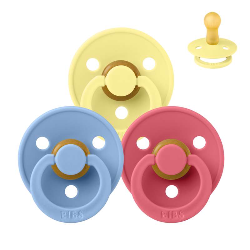 BIBS Round Colour Pacifier - Bundle - 3 pcs. - Size 2 - Colour Splash
