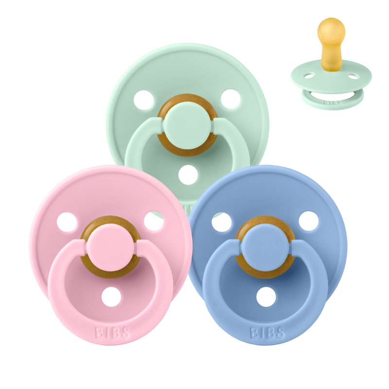 BIBS Round Colour Pacifier - Bundle - 3 pcs. - Size 2 - Pastel Paradise