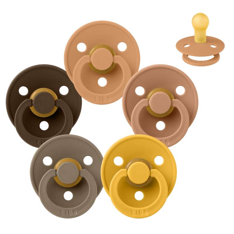 BIBS Round Colour Pacifier - Bundle - 5 pcs. - Size 1 - Teddy Bear