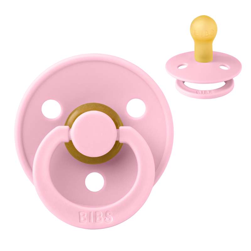 BIBS Round Colour Pacifier - Size 1 - Natural rubber - Baby Pink