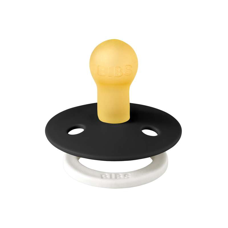 BIBS Round Colour Pacifier - Size 1 - Natural rubber - GLOW - Black