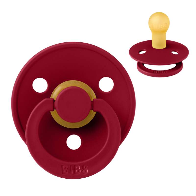BIBS Round Colour Pacifier - Size 1 - Natural rubber - Ruby