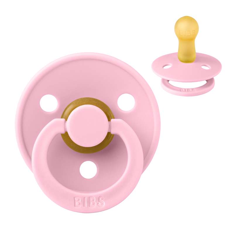 BIBS Round Colour Pacifier - Size 2 - Natural rubber - Baby Pink
