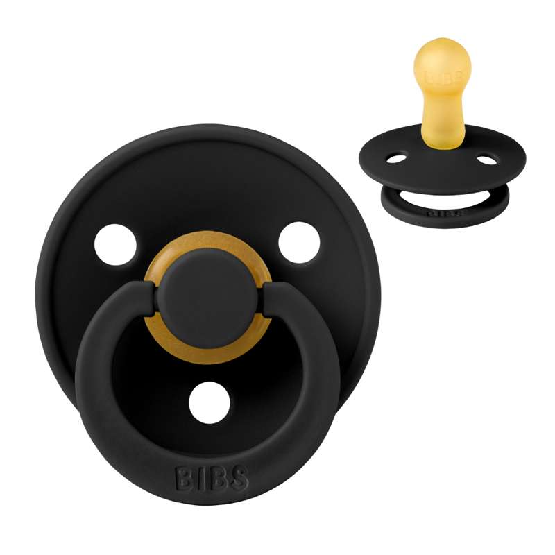 BIBS Round Colour Pacifier - Size 2 - Natural rubber - Black