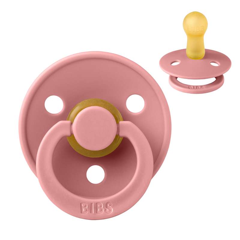 BIBS Round Colour Pacifier - Size 2 - Natural rubber - Dusty Pink