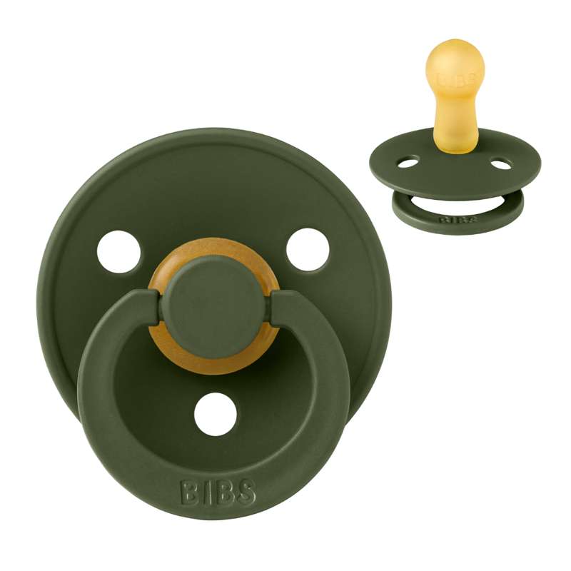 BIBS Round Colour Pacifier - Size 2 - Natural rubber - Hunter Green