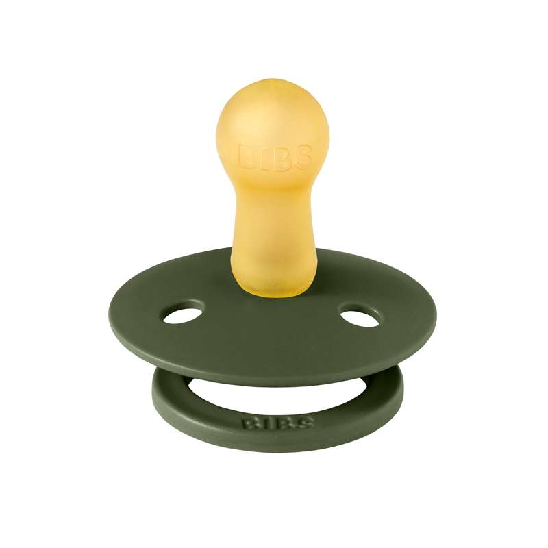 BIBS Round Colour Pacifier - Size 2 - Natural rubber - Hunter Green