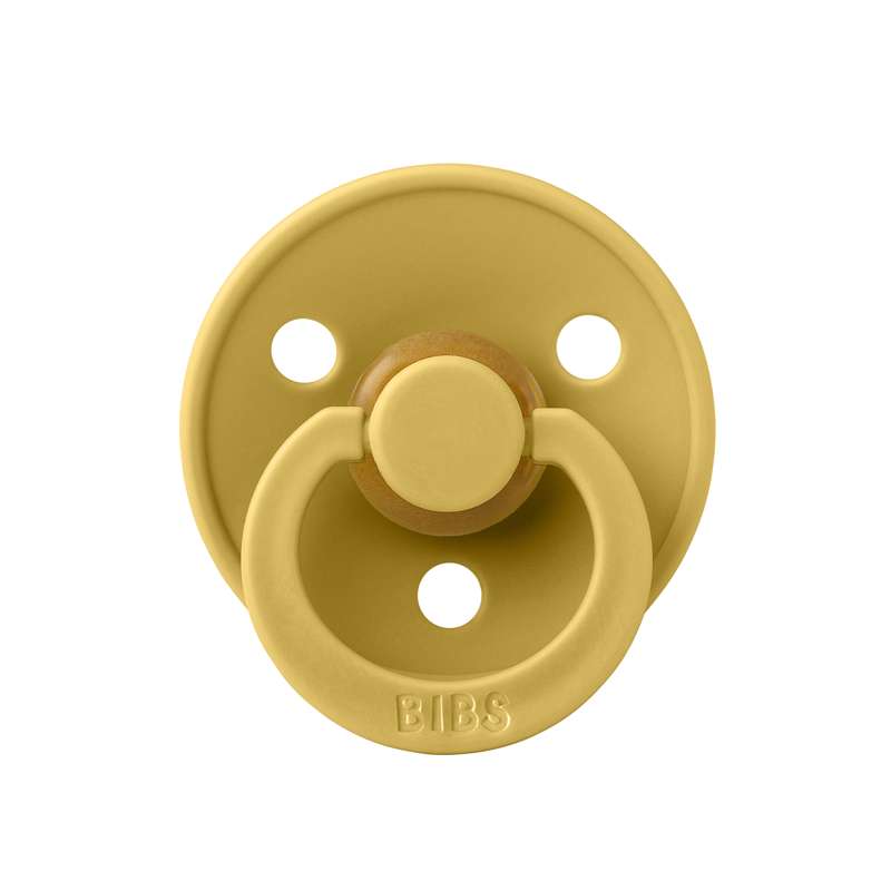 BIBS Round Colour Pacifier - Size 2 - Natural rubber - Mustard