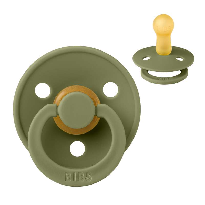 BIBS Round Colour Pacifier - Size 2 - Natural rubber - Olive