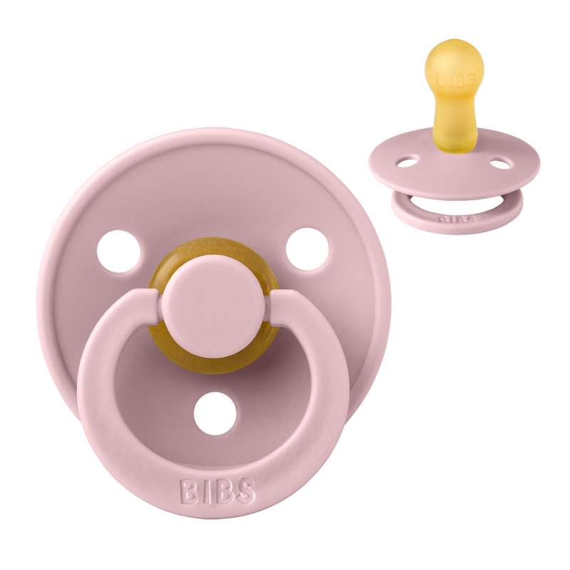 BIBS Round Colour Pacifier - Size 2 - Natural rubber - Pink Plum