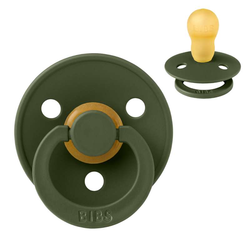 BIBS Round Colour Pacifier - Size 3 - Natural rubber - Hunter Green