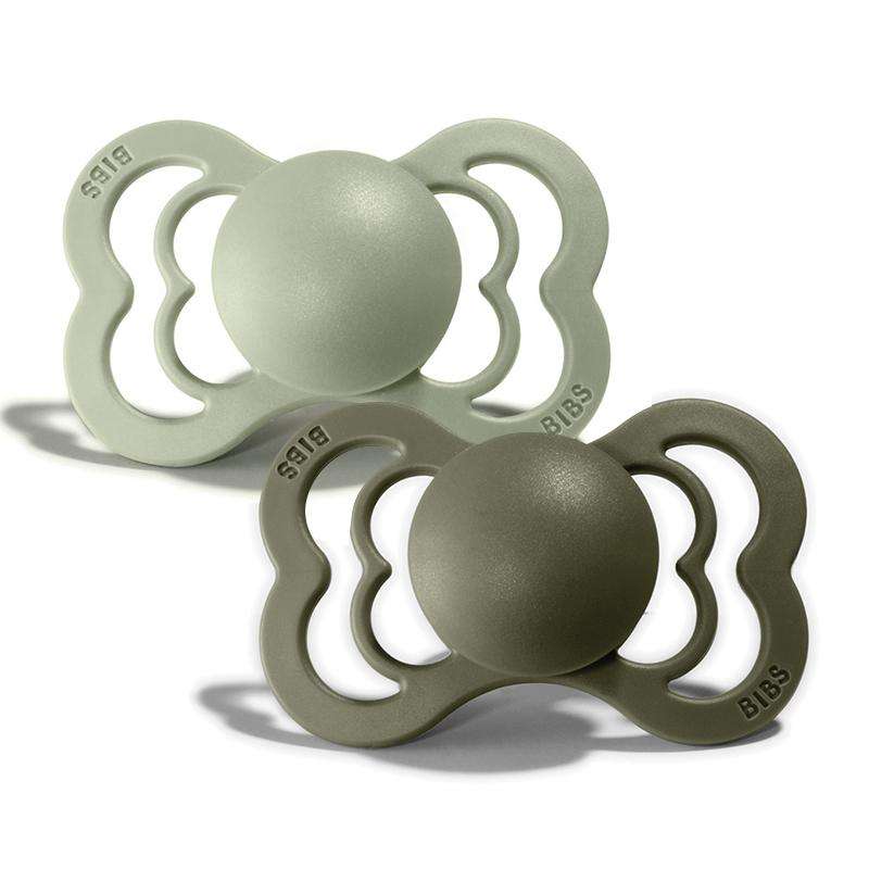 BIBS Supreme Pacifier - 2-Pack - Size 1 - Silicone - Sage/Hunter Green