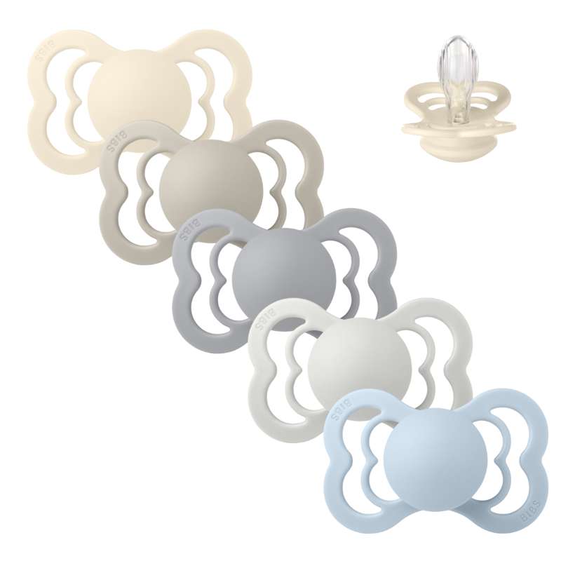 BIBS Supreme Pacifier - Bundle - 5 pcs. - Size 2 - Soft and Clear