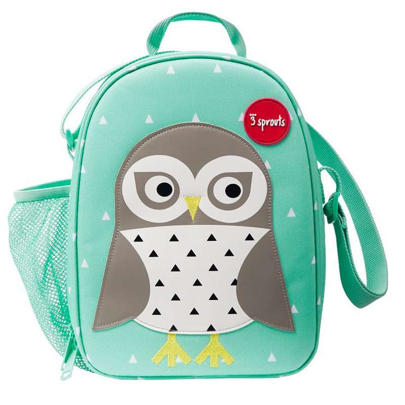 3 Sprouts Shoulder Bag with Thermal Effect for Lunch Box - Owl - Mint