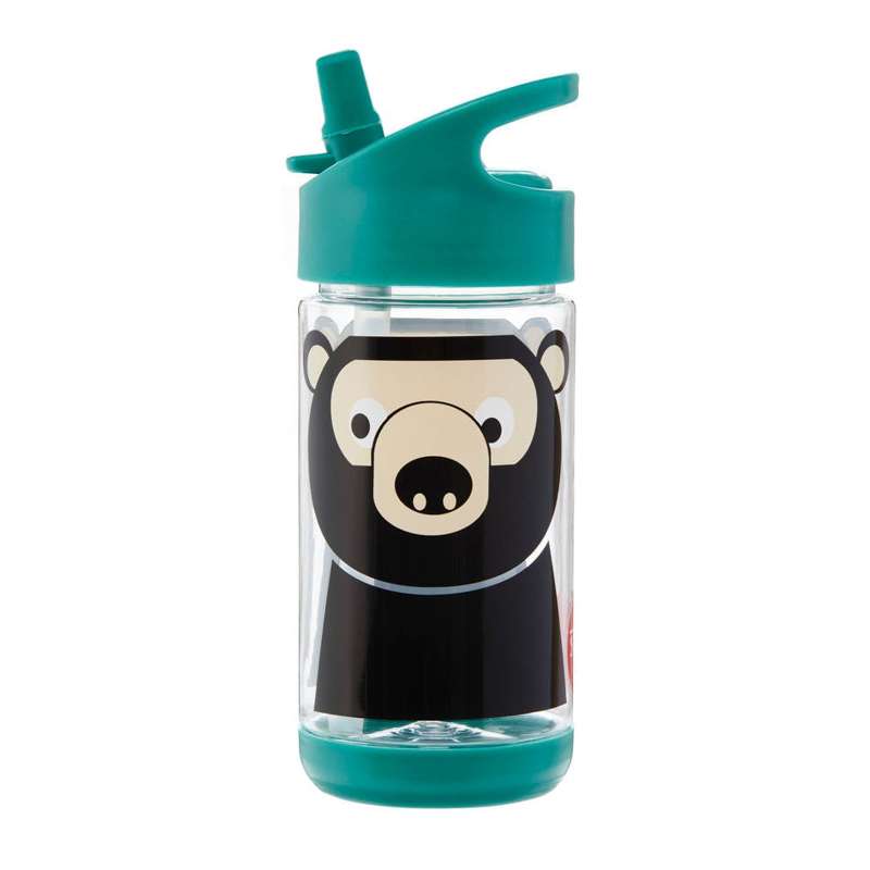 3 Sprouts Drinking Bottle with Flip Straw - 350 ml - Bear - Petroleum