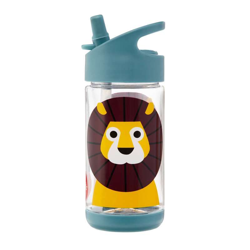 3 Sprouts Drinking Bottle with Flip Straw - 350 ml - Lion - Dusty Blue