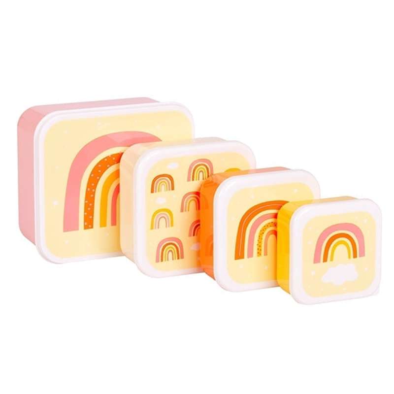 A Little Lovely Company Lunchbox and Snack Box Set - 4 pcs. - Rainbows - Peach