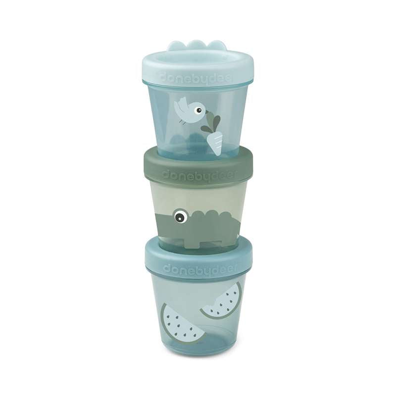 Done by Deer Baby food container 3-pack Croco Green