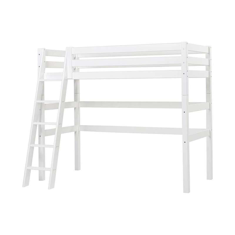 Hoppekids ECO Luxury Height-bed 90x200cm with sloping ladder- Flexible insert bottom - White