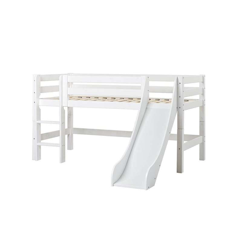 Hoppekids ECO Luxury Half-height bed 90x200cm with a slide - Flexible insert bottom - White