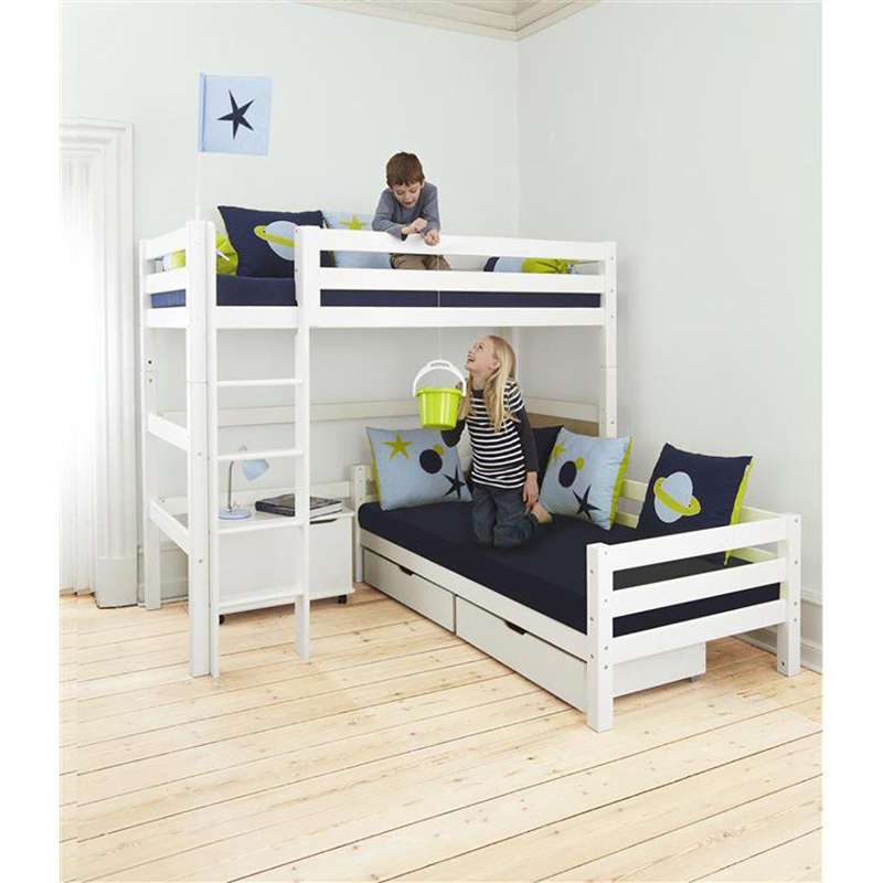 Hoppekids ECO Luxury Bunk bed angle combination 90x200cm - Flexible insert bottom - White