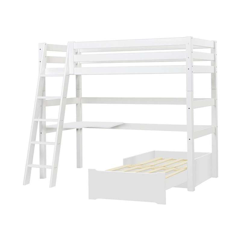 Hoppekids ECO Luxury MEGA-bed 90x200cm with sloping ladder- as well as lounge-module and table top - White