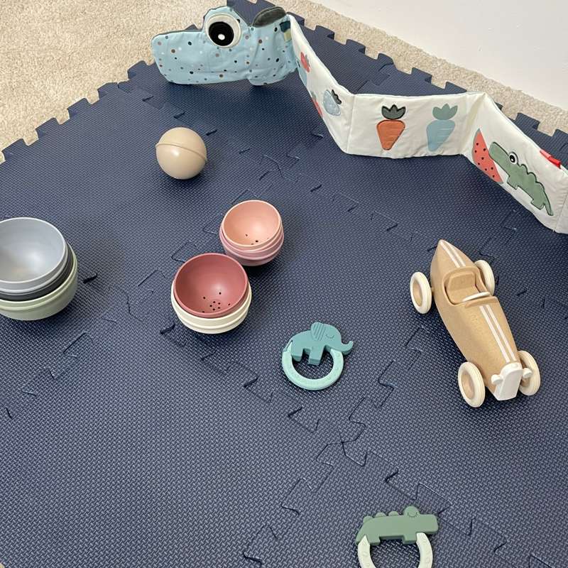 Kid'oh Playmat in thick foam (9 pieces) - Navy blue