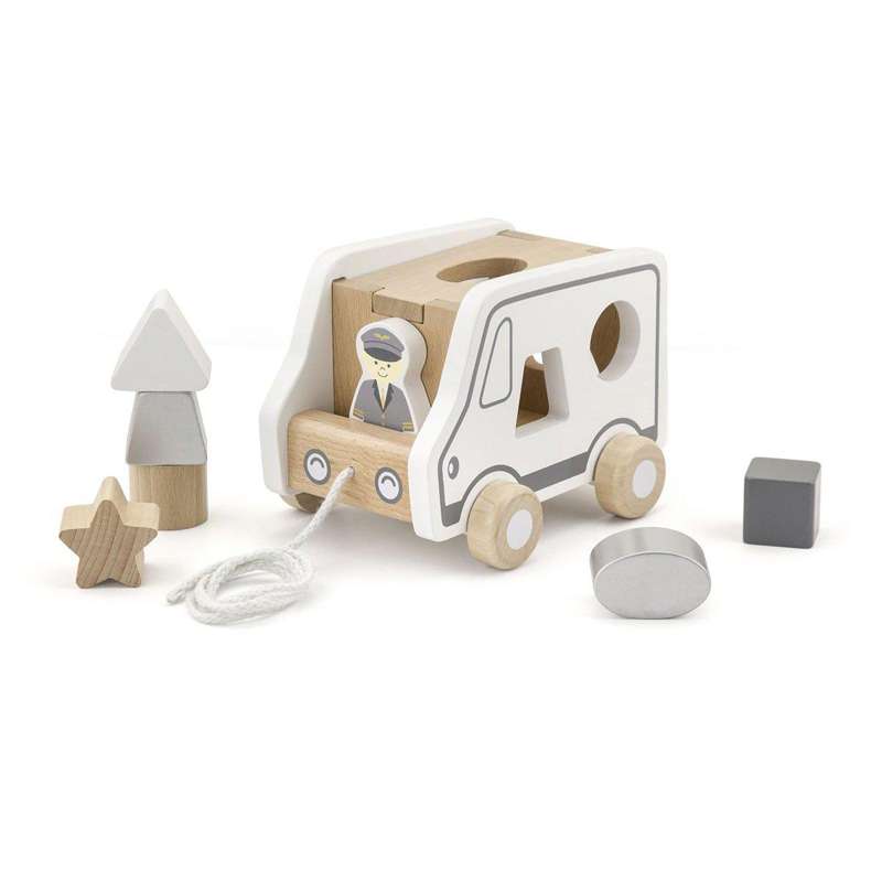 Kid'oh Wooden Toy Pull Car with Shape Sorting Function