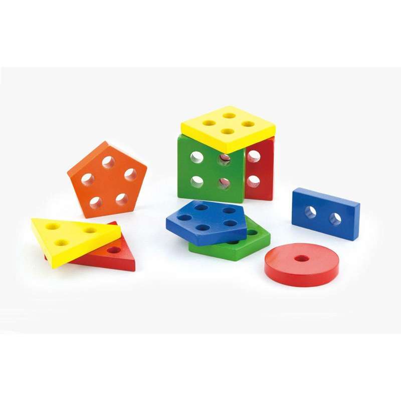 Kid'oh Wooden Toy Geometry Building Blocks