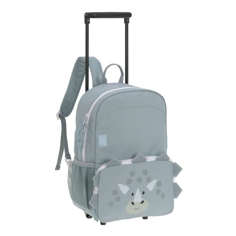 Lässig Children's Bag with Detachable Wheel Frame - Dino - Light Blue