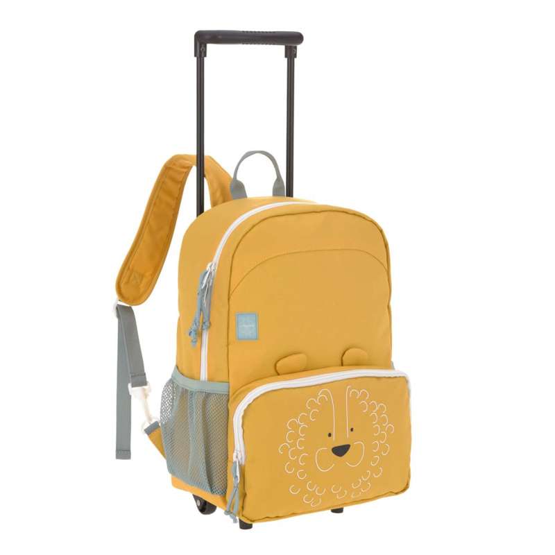 Lässig Children's Bag with Detachable Wheel Frame - Lion - Yellow