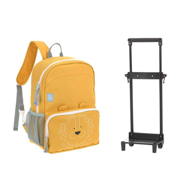 Lässig Children's Bag with Detachable Wheel Frame - Lion - Yellow