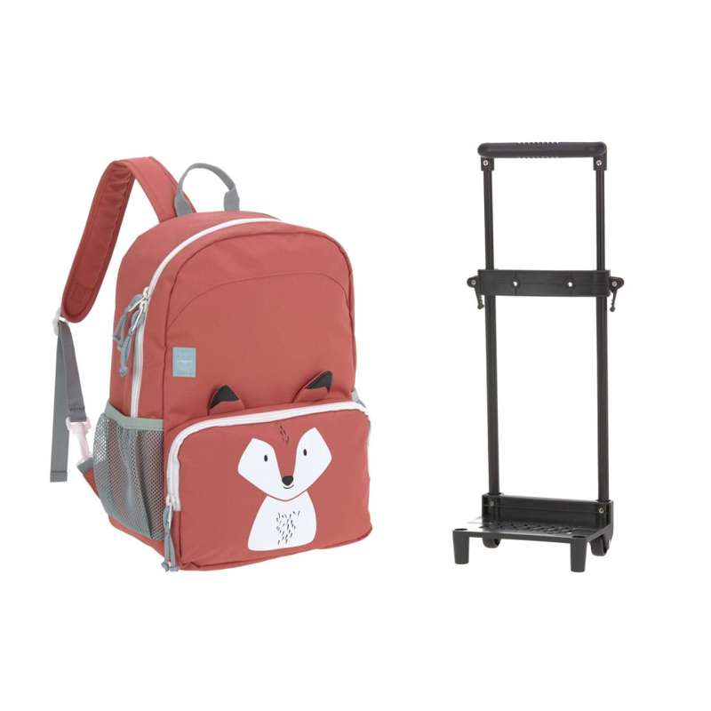 Lässig Children's Bag with Detachable Wheel Frame - Fox - Red